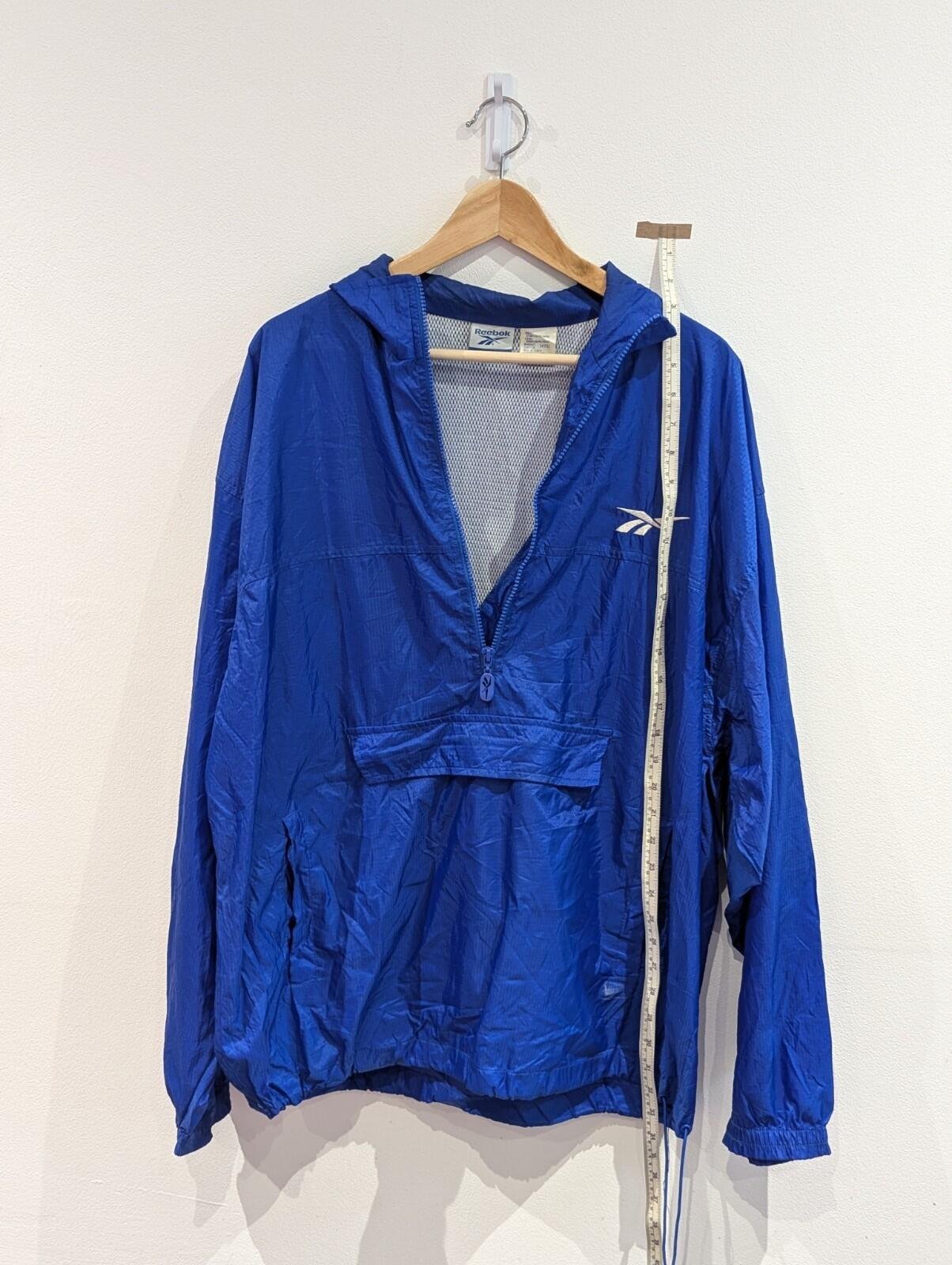 Vintage Blue Reebok Mens Windbreaker Half Zip Logo Size Medium 90s Retro Sports - Image 7