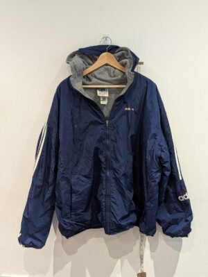 Vintage Adidas Mens Thick Warm Jacket Dark Blue Size Extra Large XL Full Zip 90s