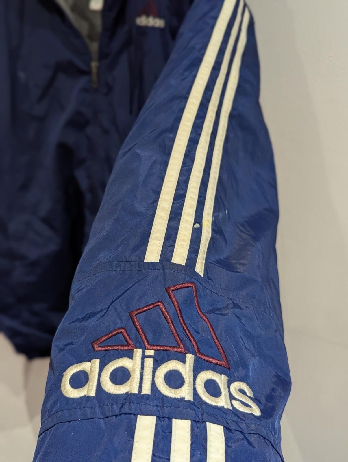 Vintage Adidas Mens Thick Warm Jacket Dark Blue Size Extra Large XL Full Zip 90s - Image 4