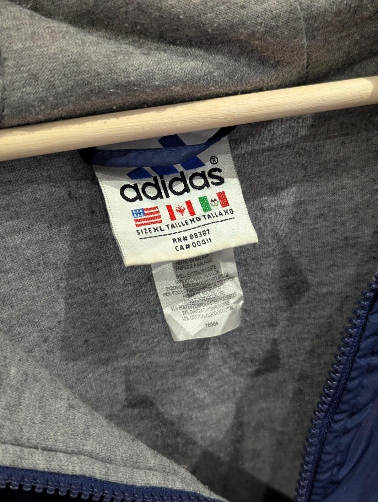Vintage Adidas Mens Thick Warm Jacket Dark Blue Size Extra Large XL Full Zip 90s - Image 6