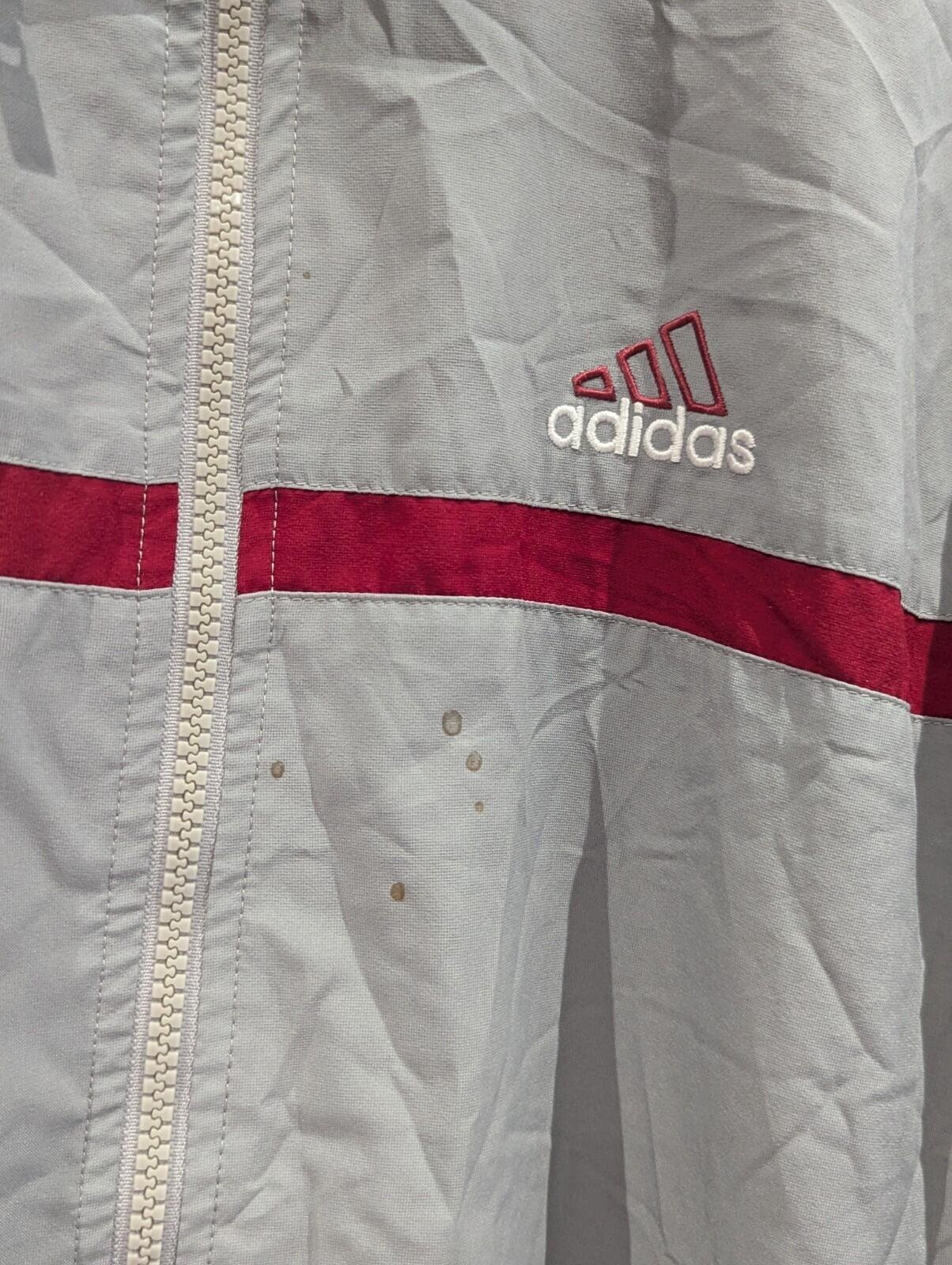 Vintage Adidas Windbreaker Jacket Grey and Red Size Medium 90s Retro Sports Coat - Image 2