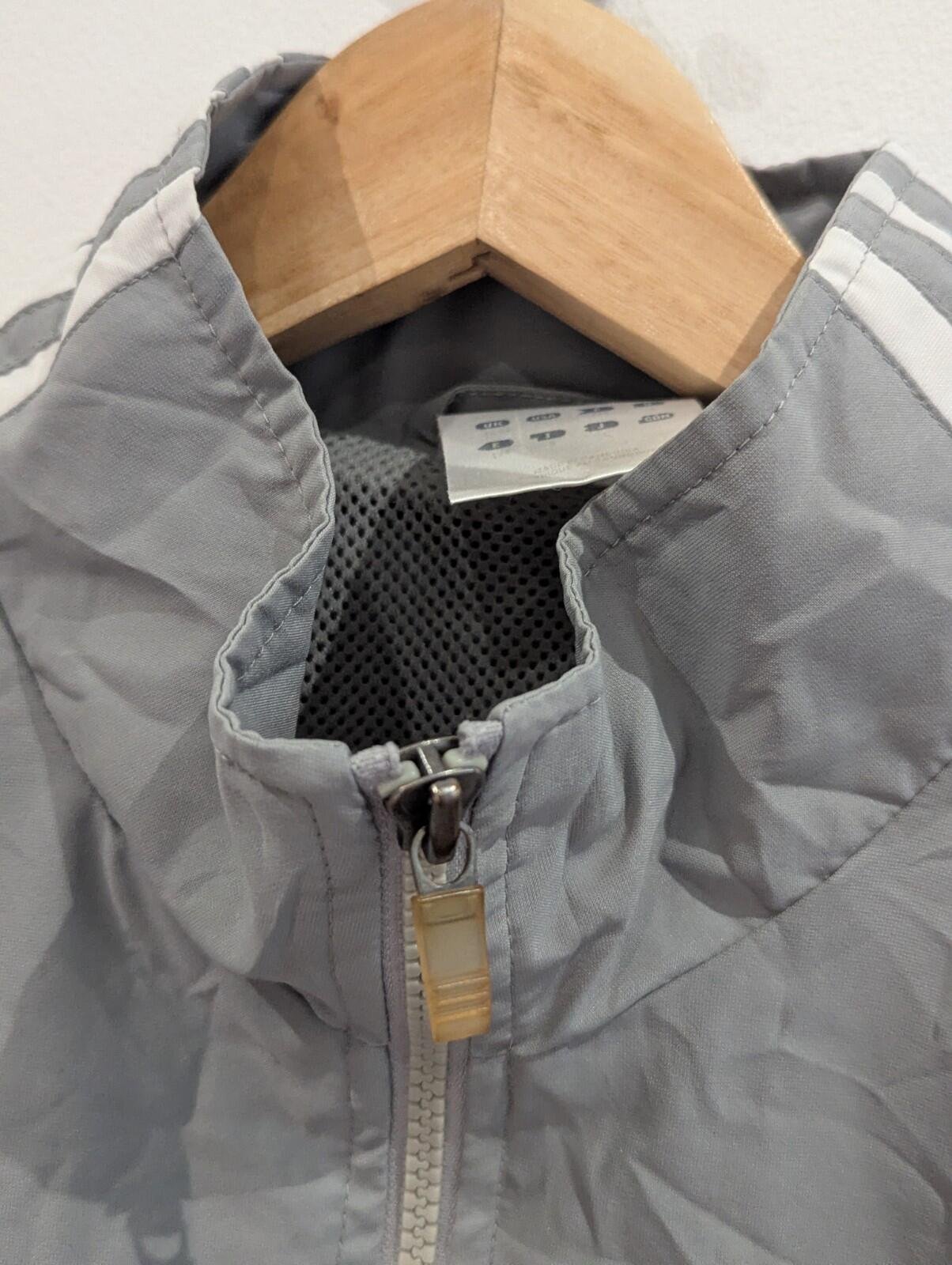 Vintage Adidas Windbreaker Jacket Grey and Red Size Medium 90s Retro Sports Coat - Image 3
