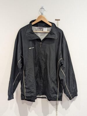Vintage Black Reebok Windbreaker Jacket Size Large 90s Retro Full Zip Nylon Coat