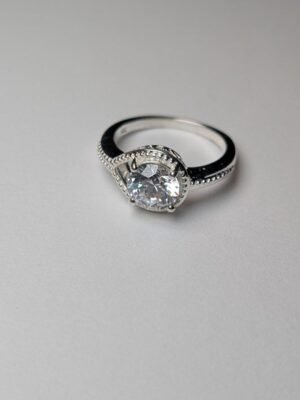 Vintage Sterling Silver Swarovski Clear Gemstone Ring | Size P 1/2 | 925