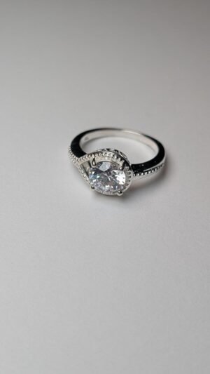 Vintage Sterling Silver Swarovski Clear Gemstone Ring | Size P 1/2 | 925