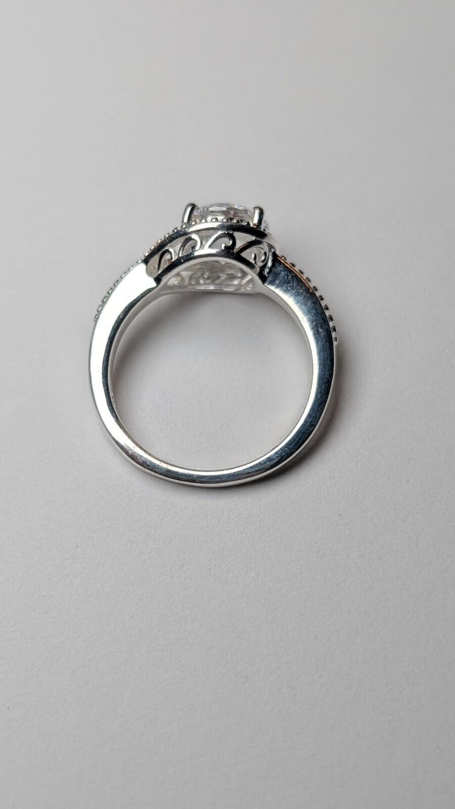 Vintage Sterling Silver Swarovski Clear Gemstone Ring | Size P 1/2 | 925 - Image 4