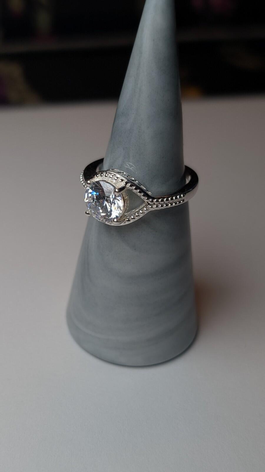 Vintage Sterling Silver Swarovski Clear Gemstone Ring | Size P 1/2 | 925 - Image 8