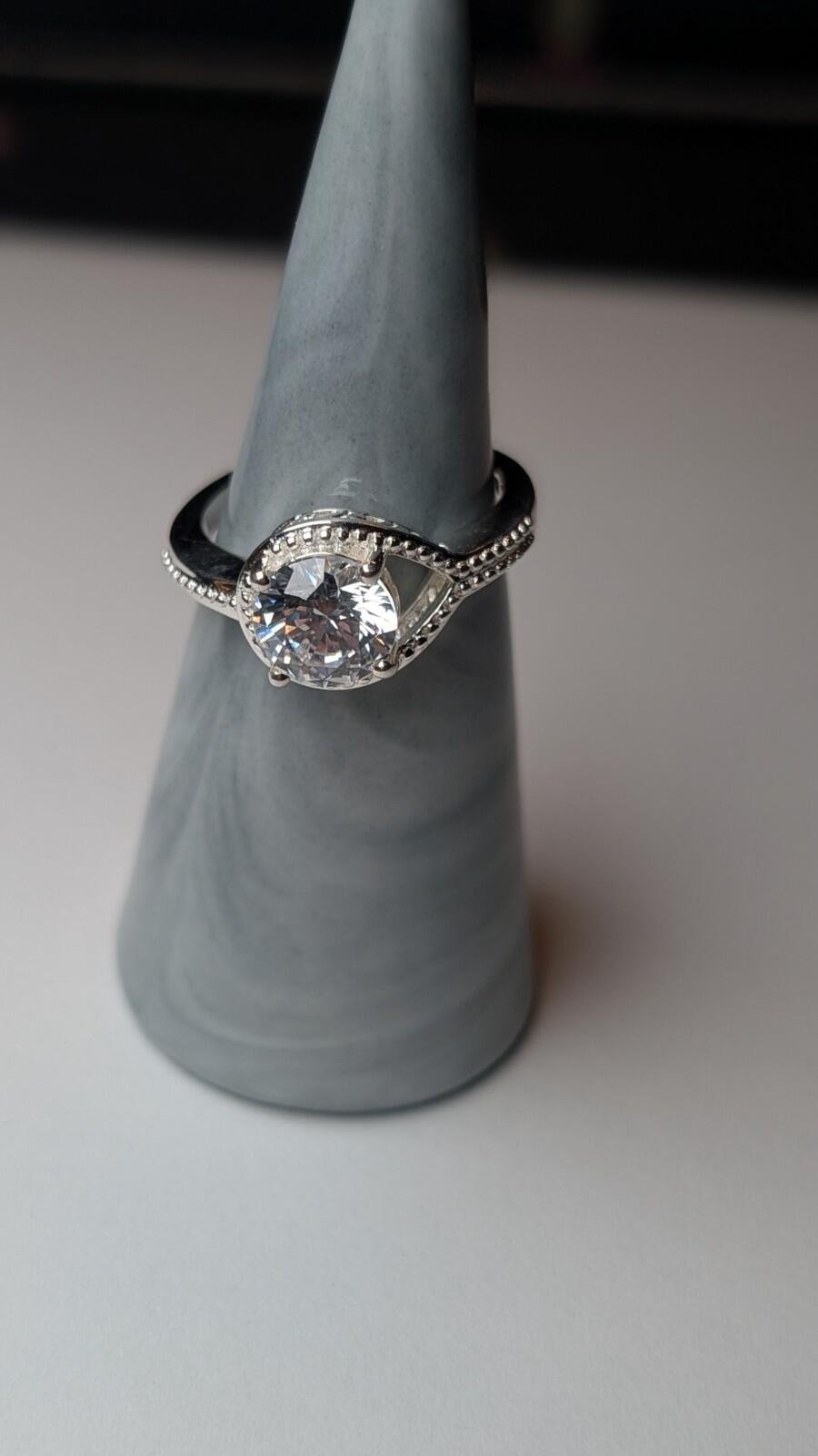 Vintage Sterling Silver Swarovski Clear Gemstone Ring | Size P 1/2 | 925 - Image 9