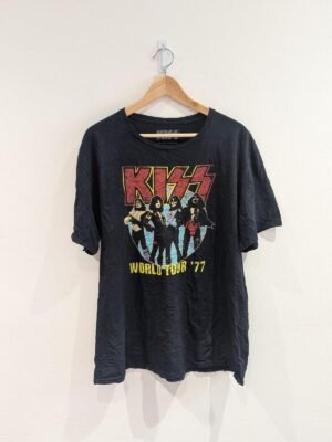Vintage Style KISS World Tour 1977 Black T Shirt XX Large