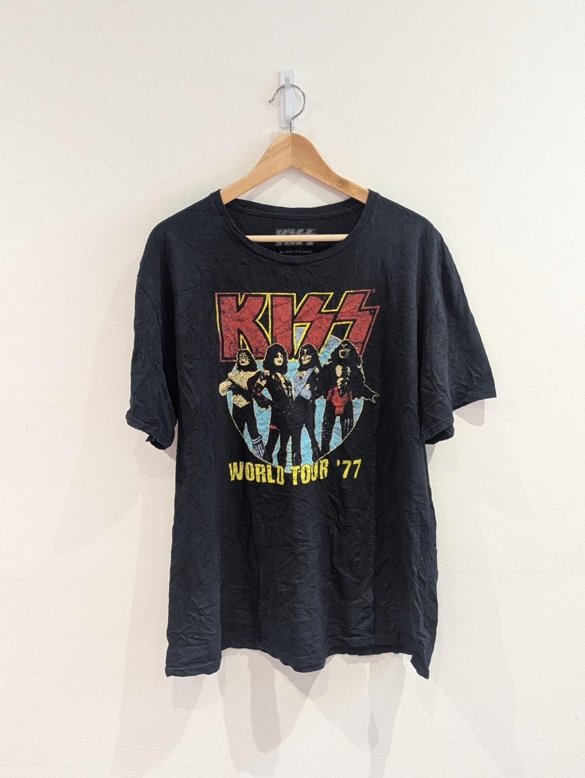 Vintage Style KISS World Tour 1977 Black T Shirt XX Large