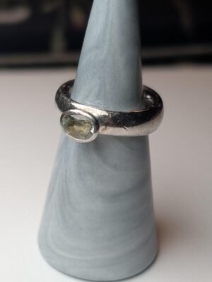 Vintage Sterling Silver Green Gemstone Ring | Size P 1/2 | 925 Silver