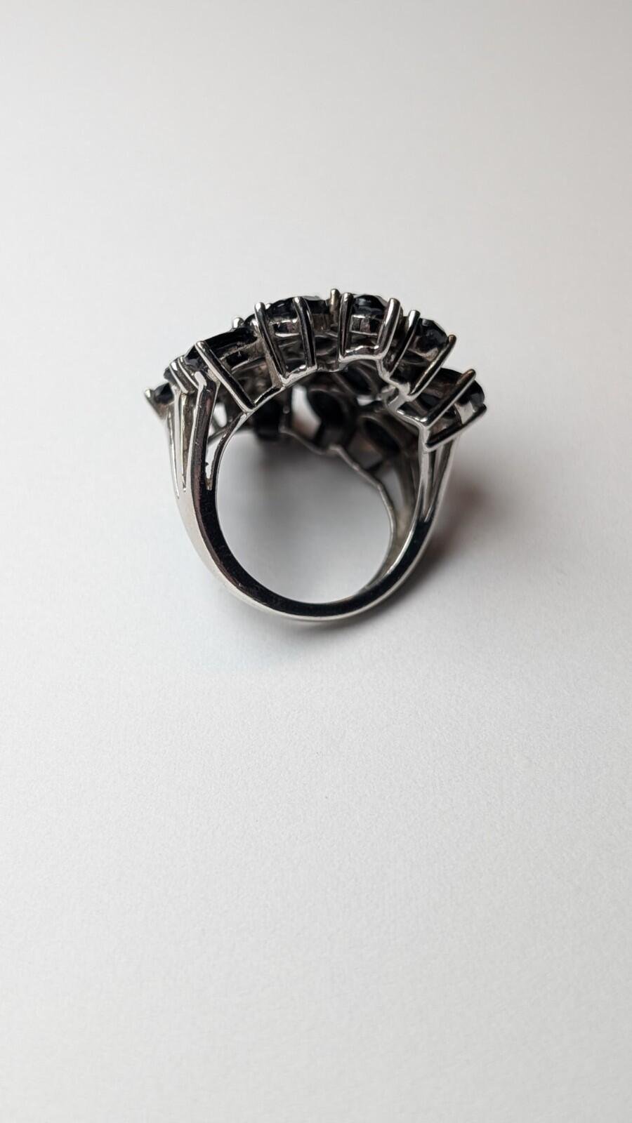 Vintage Sterling Silver Black Onyx Cluster Ring | Size K | 925 Silver - Image 5