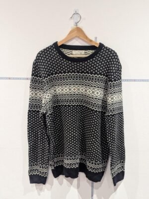Vintage F&F Knitware Mens Cardigan Sweater Dark Blue and White Size Extra Large XL