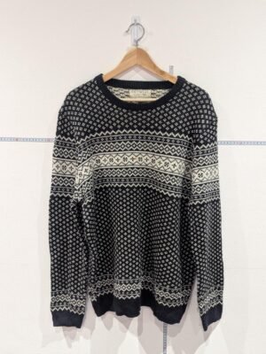 Vintage F&F Knitware Mens Cardigan Sweater Dark Blue and White Size Extra Large XL