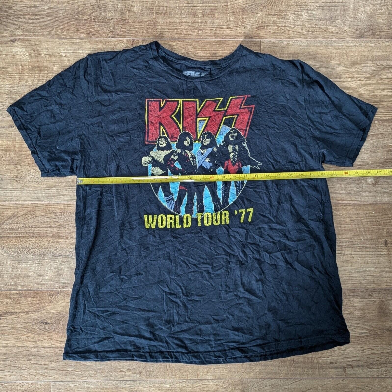 Vintage Style KISS World Tour 1977 Black T Shirt XX Large - Image 4