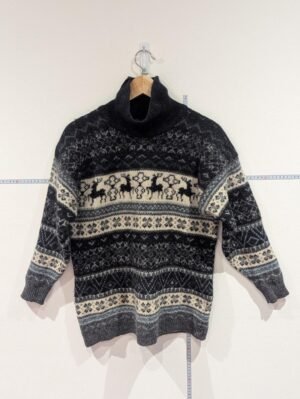 Vintage Next Womens Grey/White Reindeer Christmas Jumper Size Medium M
