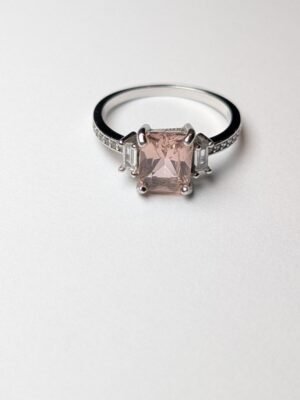 Vintage Sterling Silver Pink And Clear Gemstone Ring | Size S