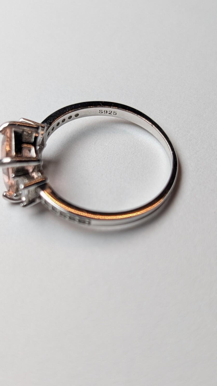 Vintage Sterling Silver Pink And Clear Gemstone Ring | Size S - Image 3