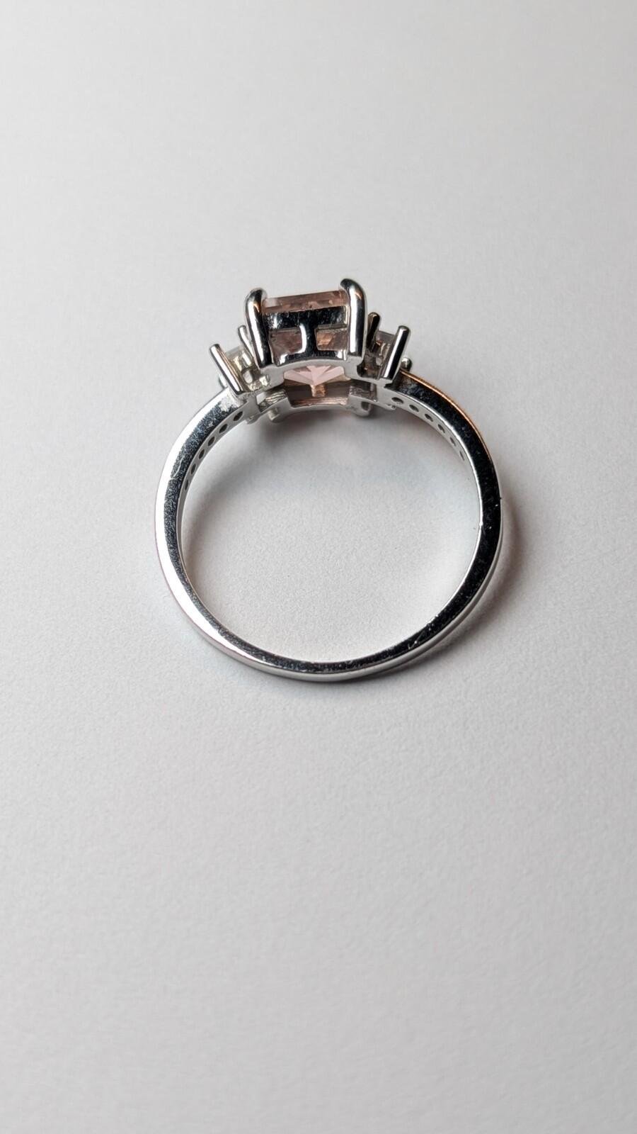 Vintage Sterling Silver Pink And Clear Gemstone Ring | Size S - Image 5