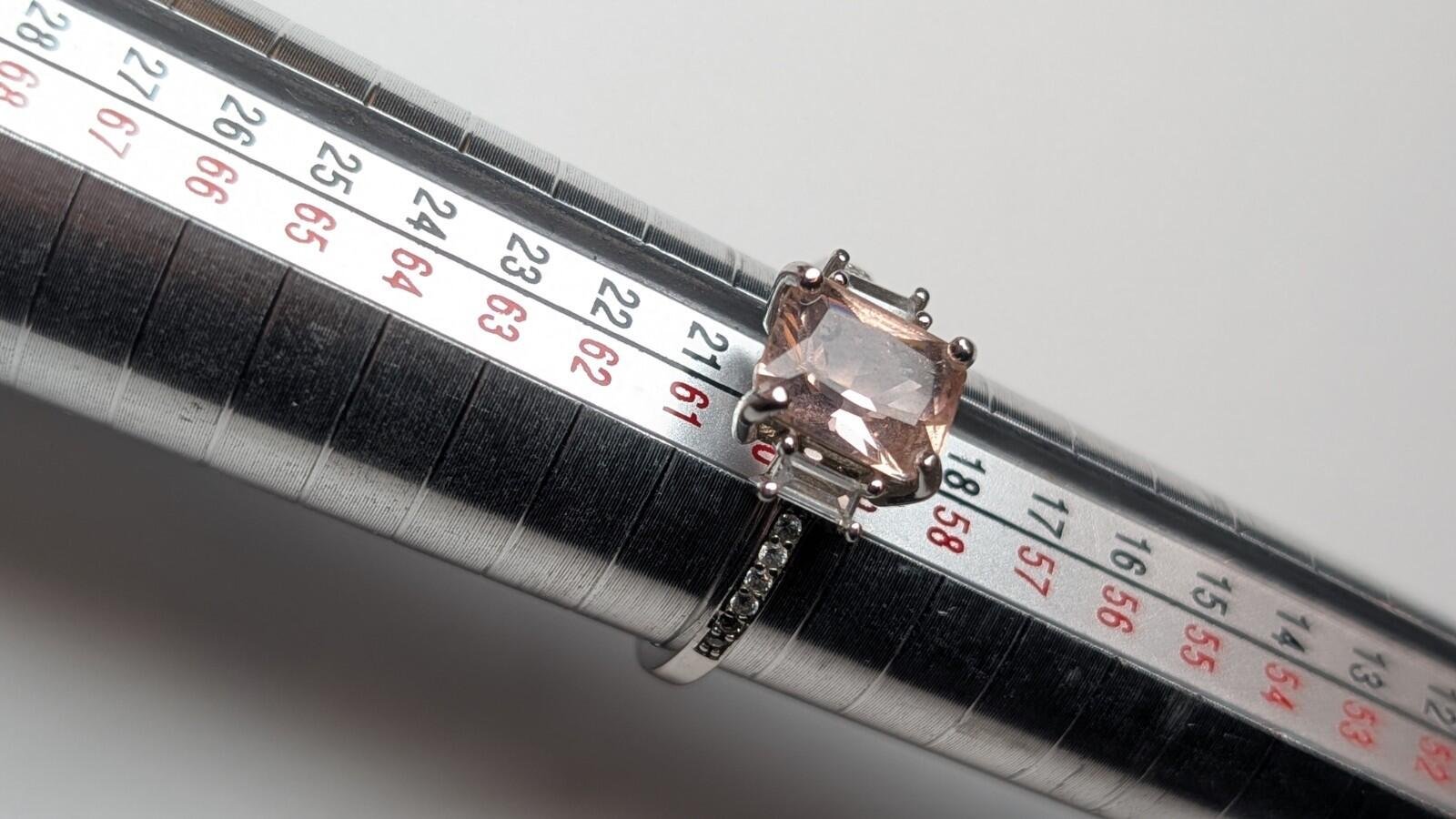 Vintage Sterling Silver Pink And Clear Gemstone Ring | Size S - Image 9