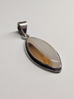 Vintage Sterling Silver Montana Agate Pendant | 925 Silver