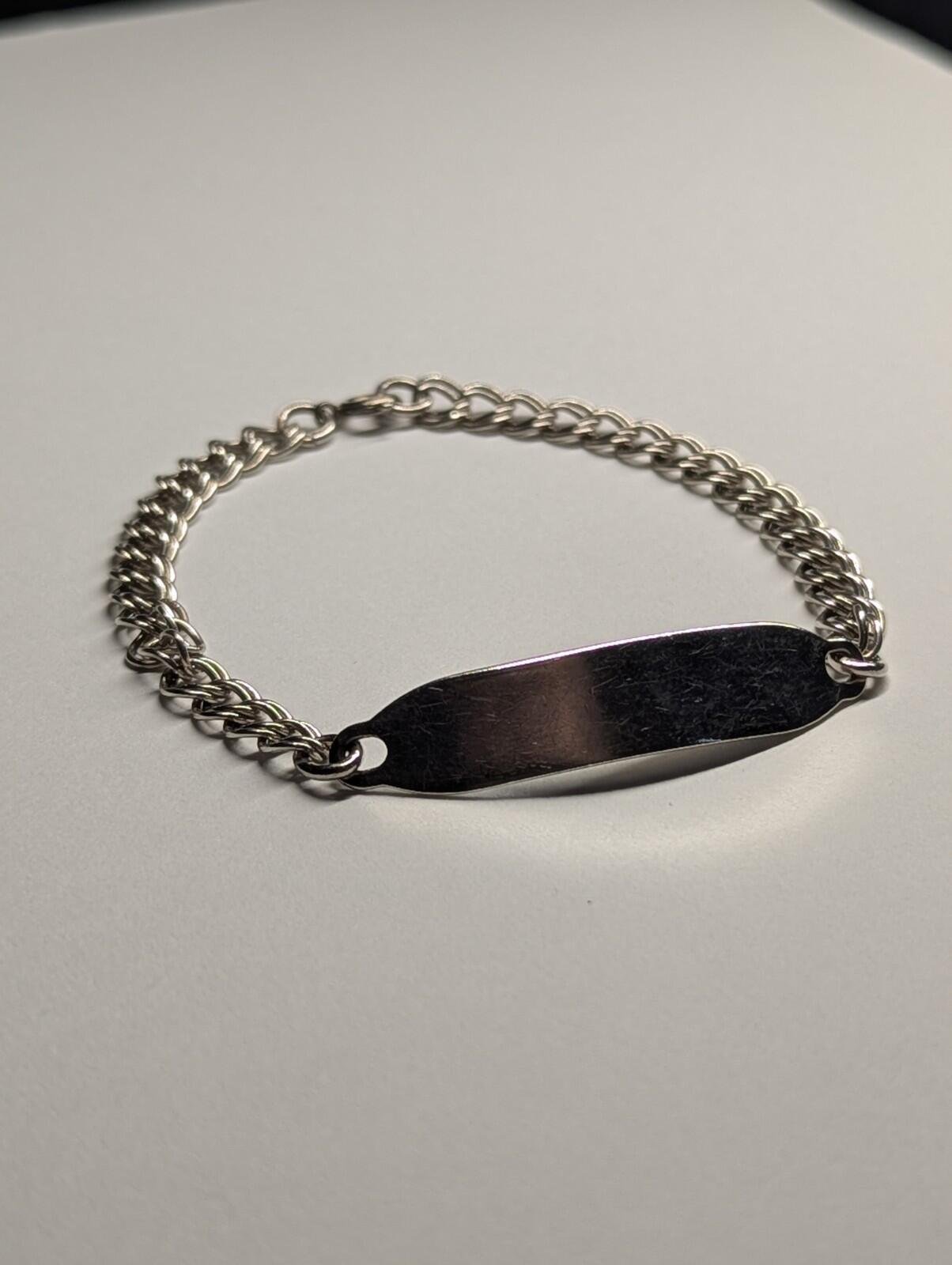Vintage Sterling Silver Double Link ID Bracelet Chain | 18cm | Weight: 6.72g