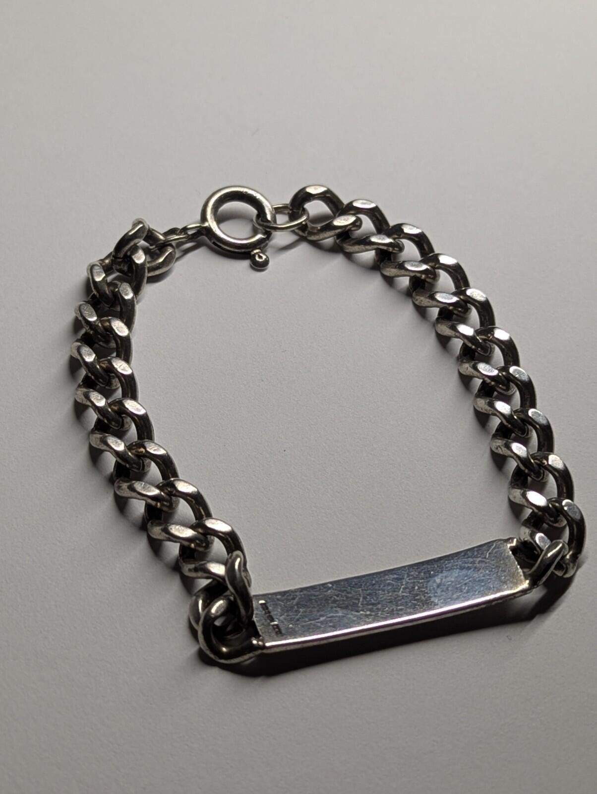 Vintage Sterling Silver Curb Link ID Bracelet Chain | 22.5cm | 36.57g - Image 2