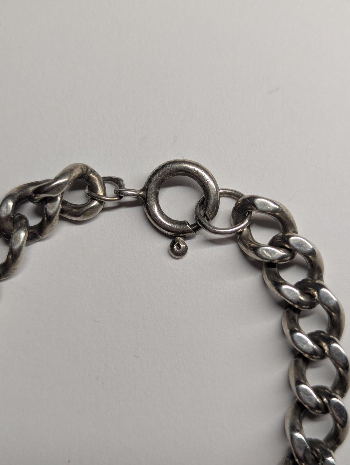 Vintage Sterling Silver Curb Link ID Bracelet Chain | 22.5cm | 36.57g - Image 4