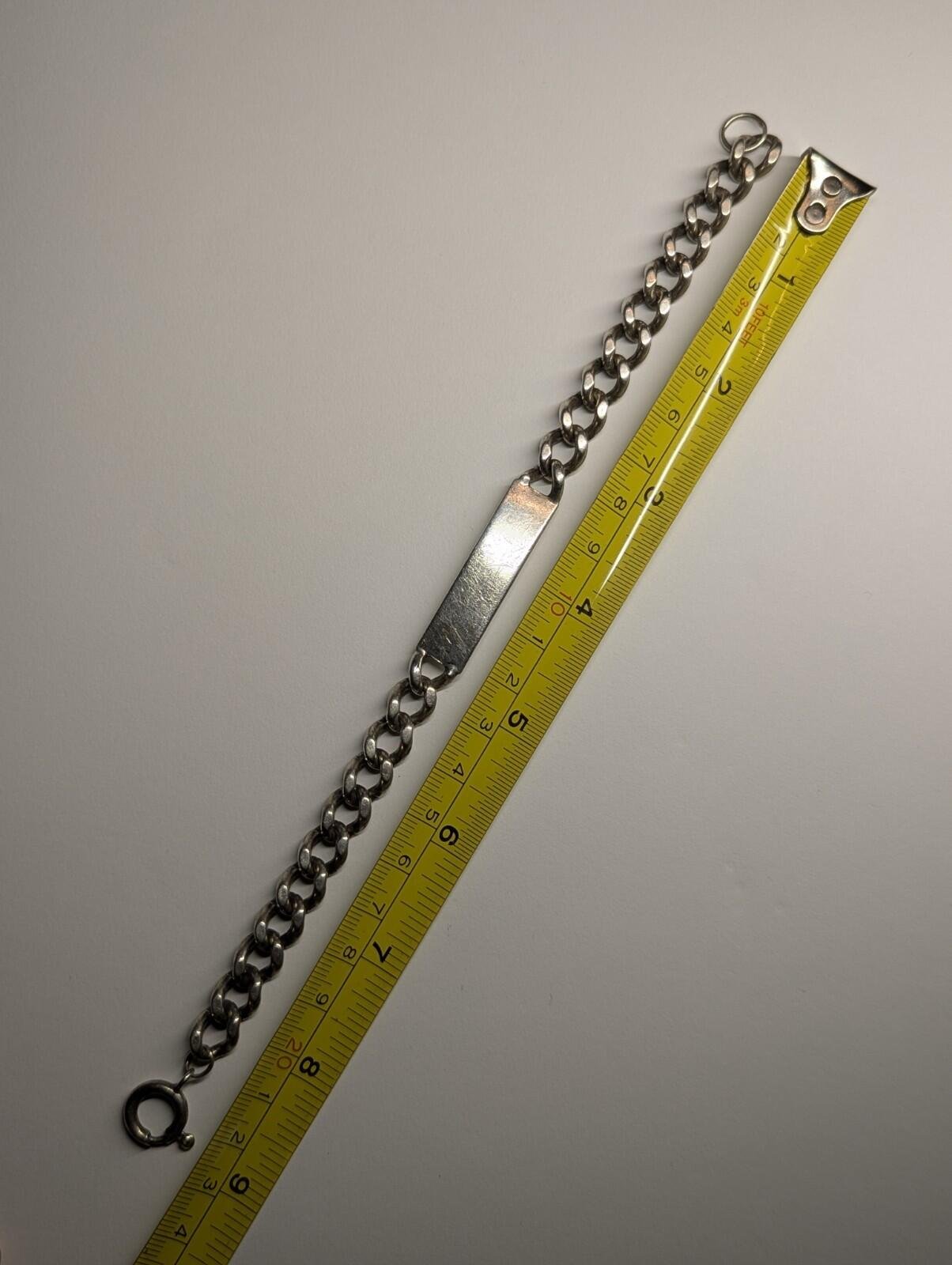 Vintage Sterling Silver Curb Link ID Bracelet Chain | 22.5cm | 36.57g - Image 6
