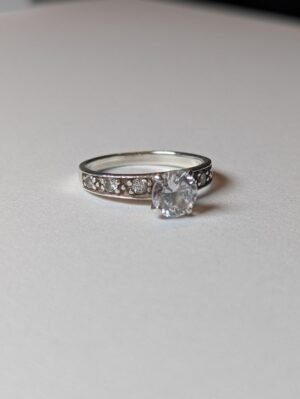 Vintage Sterling Silver Solitaire CZ Ring | Size M | 925 Silver