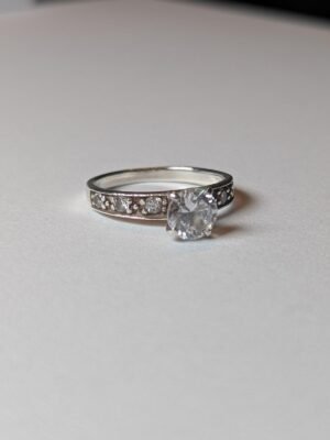 Vintage Sterling Silver Solitaire CZ Ring | Size M | 925 Silver