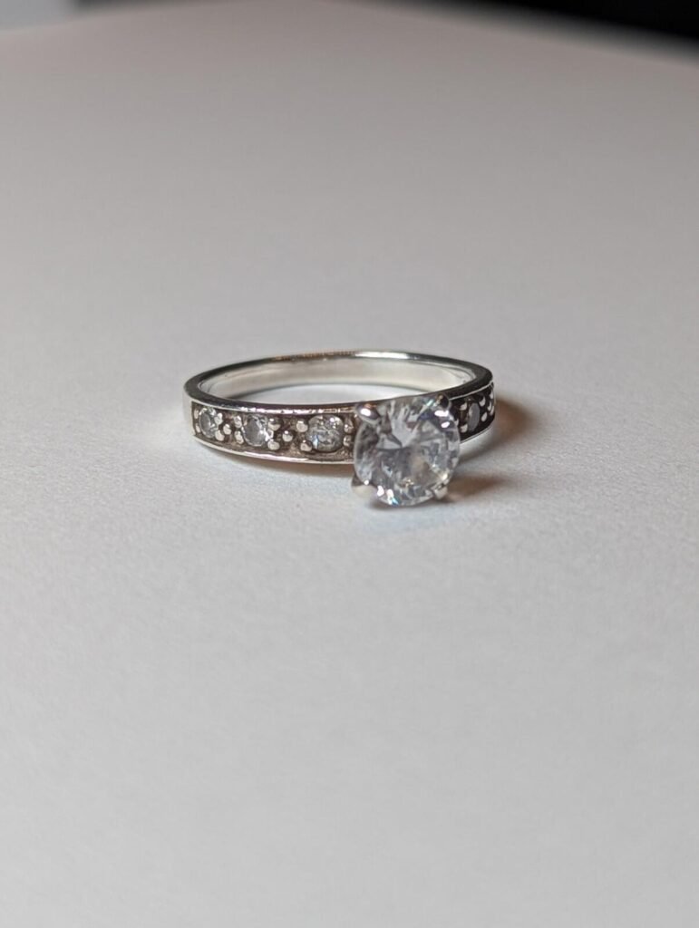 Vintage Sterling Silver Solitaire CZ Ring | Size M | 925 Silver