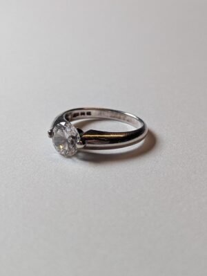 Vintage Sterling Silver DQCZ Clear Gemstone Ring | Size M | 925 Silver
