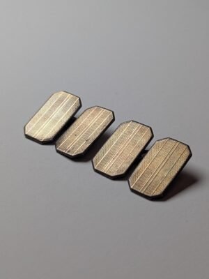 Vintage Sterling Silver 9ct on Silver Mens Cufflinks | 925 Silver Simple Design