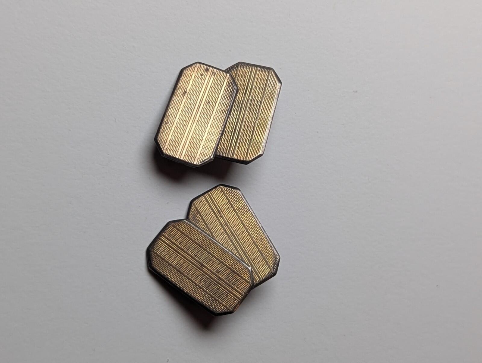 Vintage Sterling Silver 9ct on Silver Mens Cufflinks | 925 Silver Simple Design - Image 4