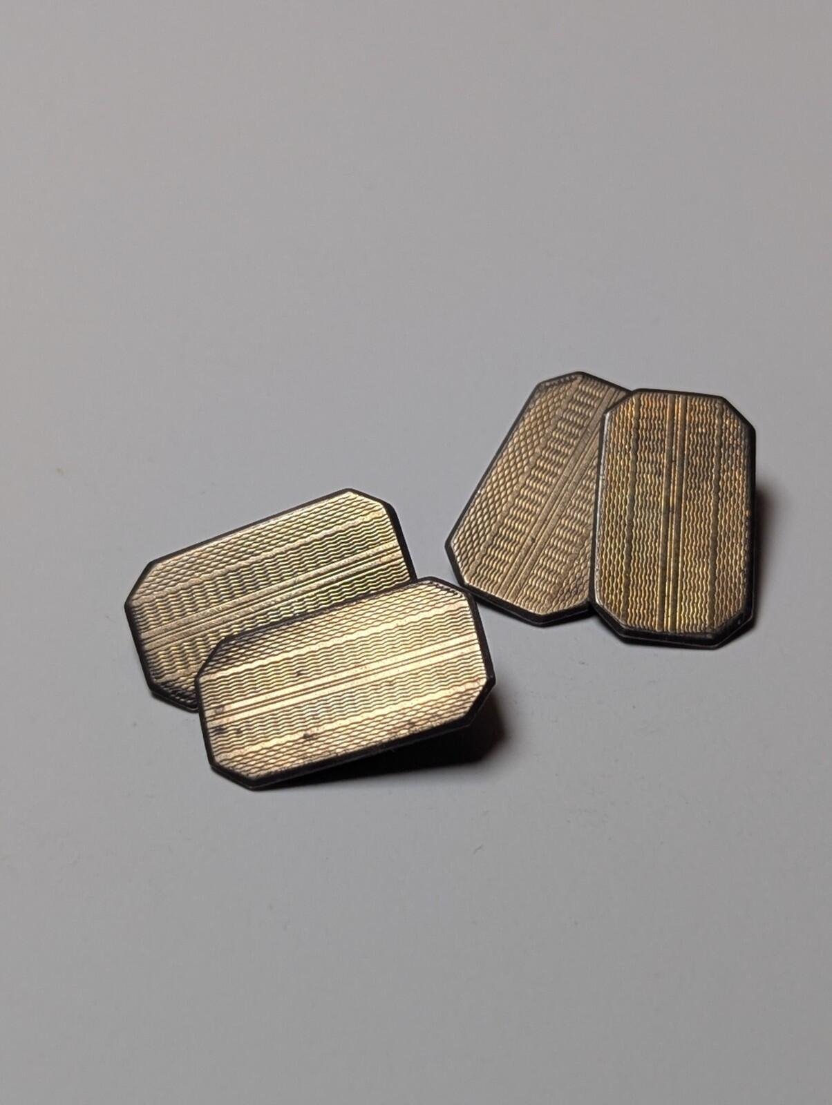 Vintage Sterling Silver 9ct on Silver Mens Cufflinks | 925 Silver Simple Design - Image 5