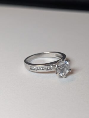 Vintage Sterling Silver CZ Stones Clear Gemstone Ring | Size L 1/2 | 925