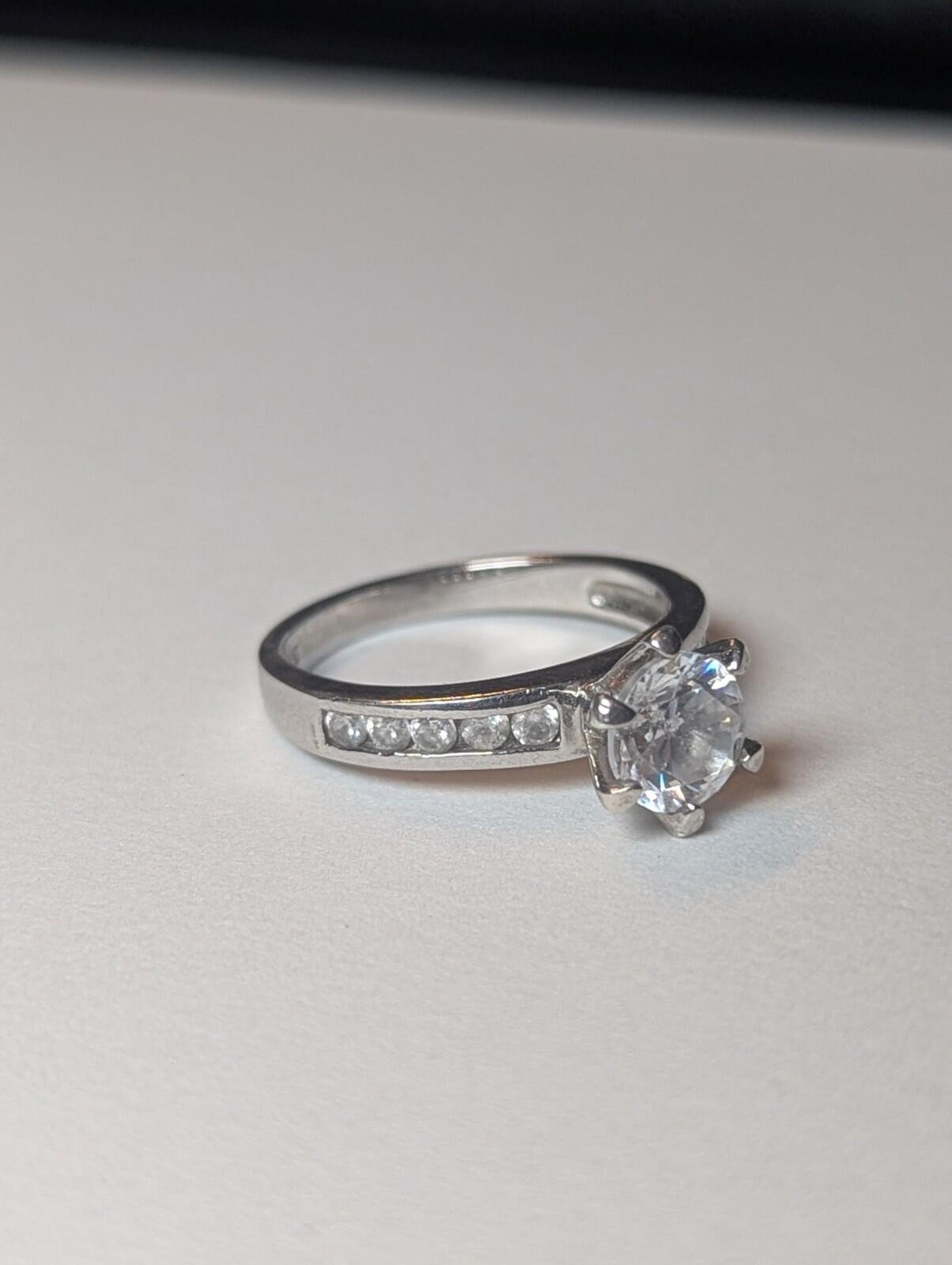 Vintage Sterling Silver CZ Stones Clear Gemstone Ring | Size L 1/2 | 925