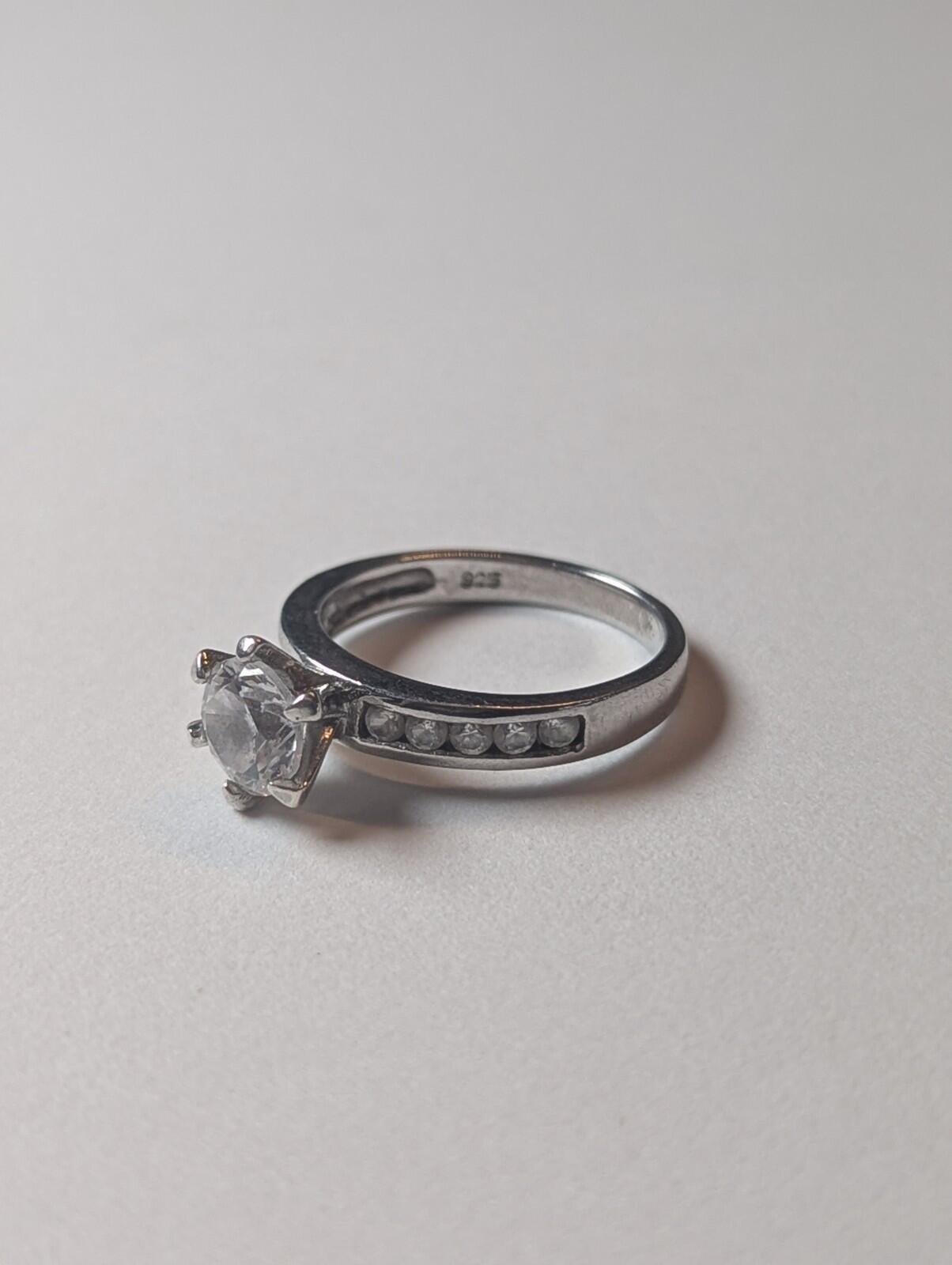 Vintage Sterling Silver CZ Stones Clear Gemstone Ring | Size L 1/2 | 925 - Image 3