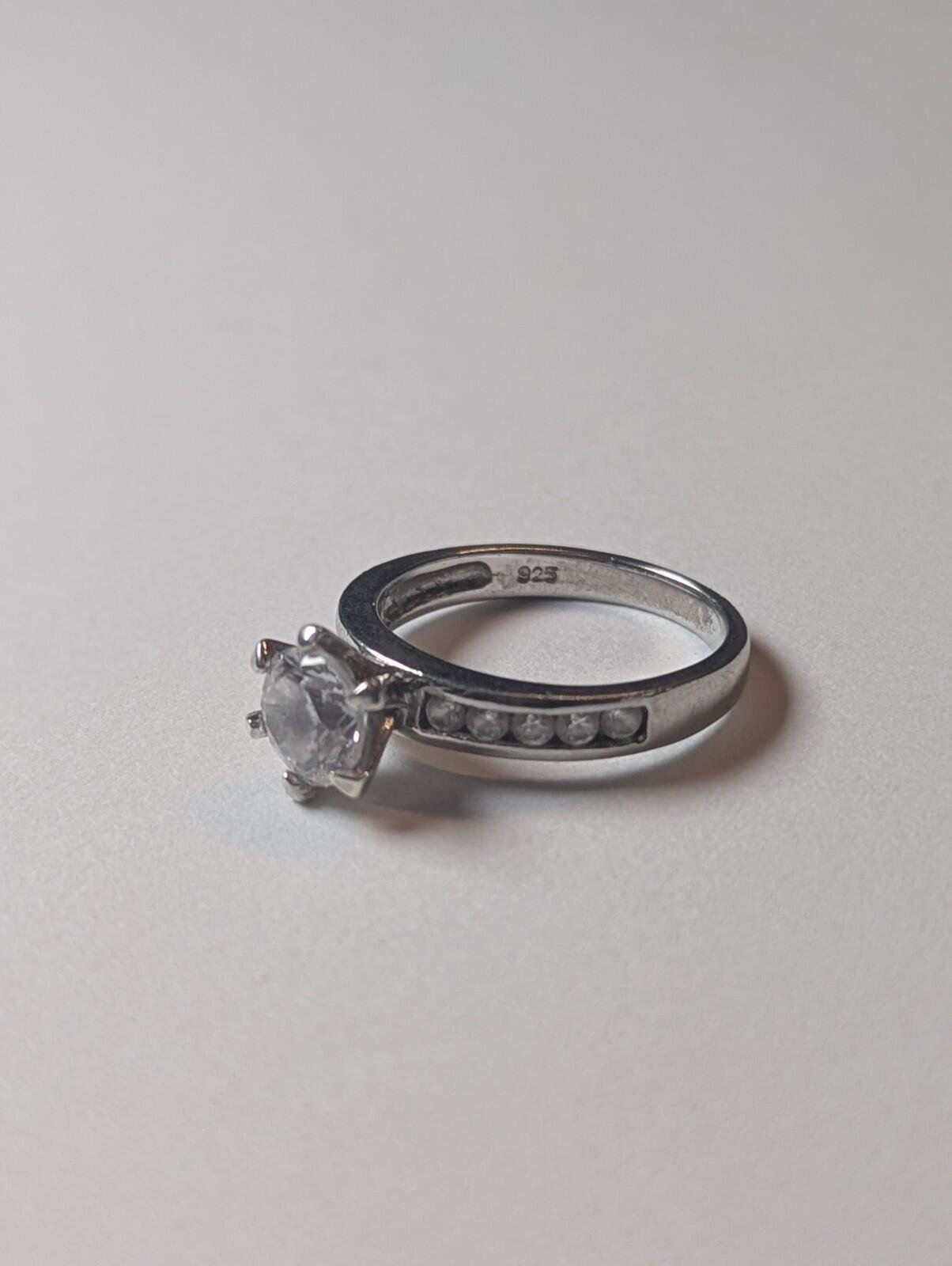 Vintage Sterling Silver CZ Stones Clear Gemstone Ring | Size L 1/2 | 925 - Image 4