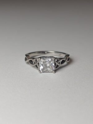 Vintage Sterling Silver CZ Stones Clear Gemstone Ring | Size L 1/2 | 925