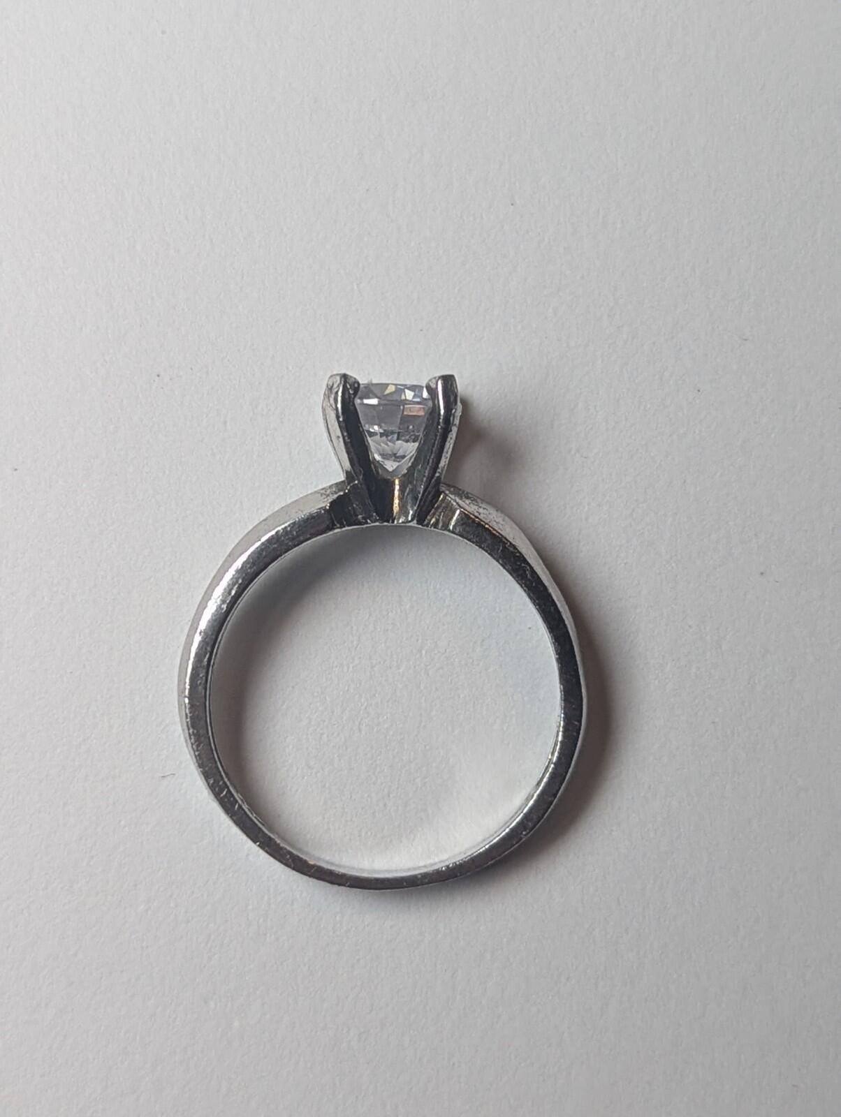 Vintage Sterling Silver CZ Stone Clear Gemstone Ring | Size O | 925 - Image 5