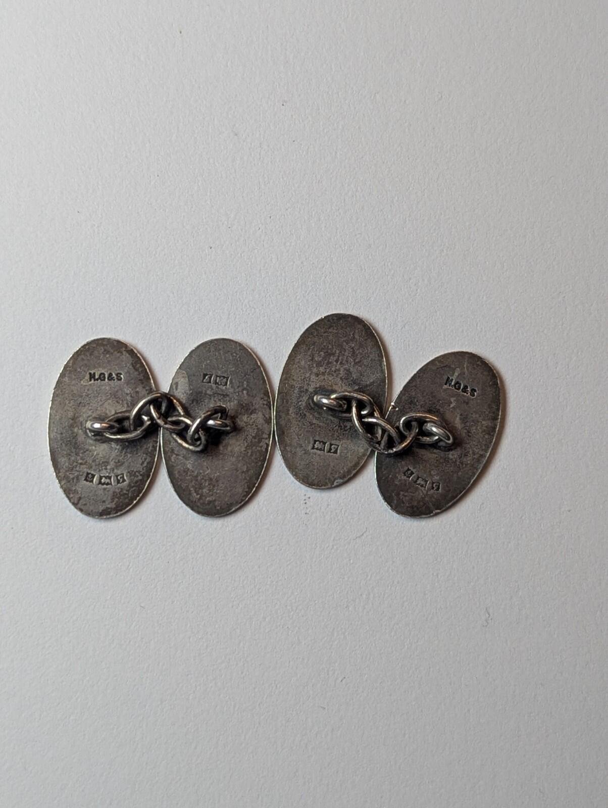 Vintage Sterling Silver Oval Mens Cufflinks | 925 Silver | Simple Design Clean - Image 6