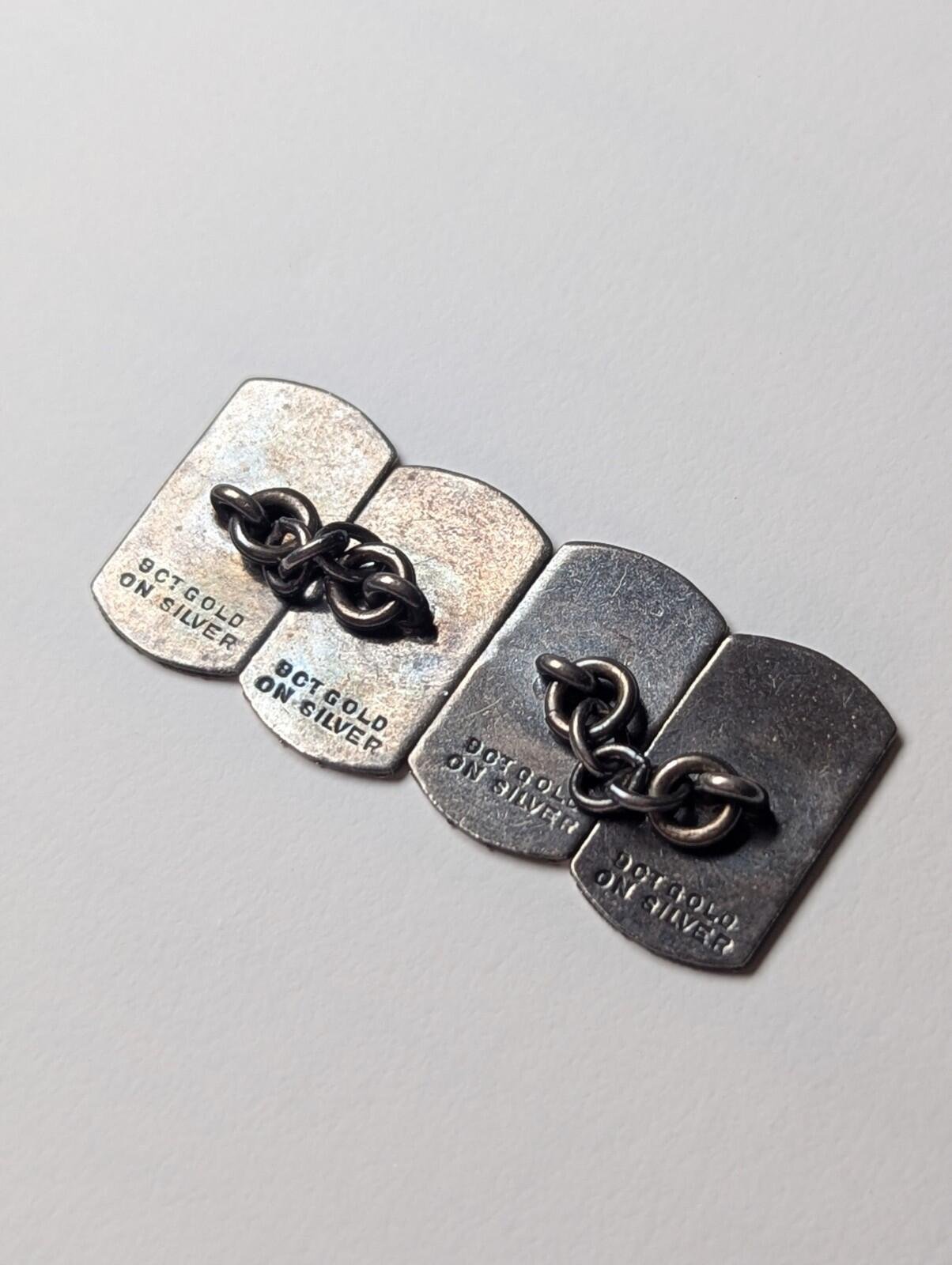 Vintage Sterling Silver 9ct Gold on Silver Mens Cufflinks | 925 Silver - Image 5