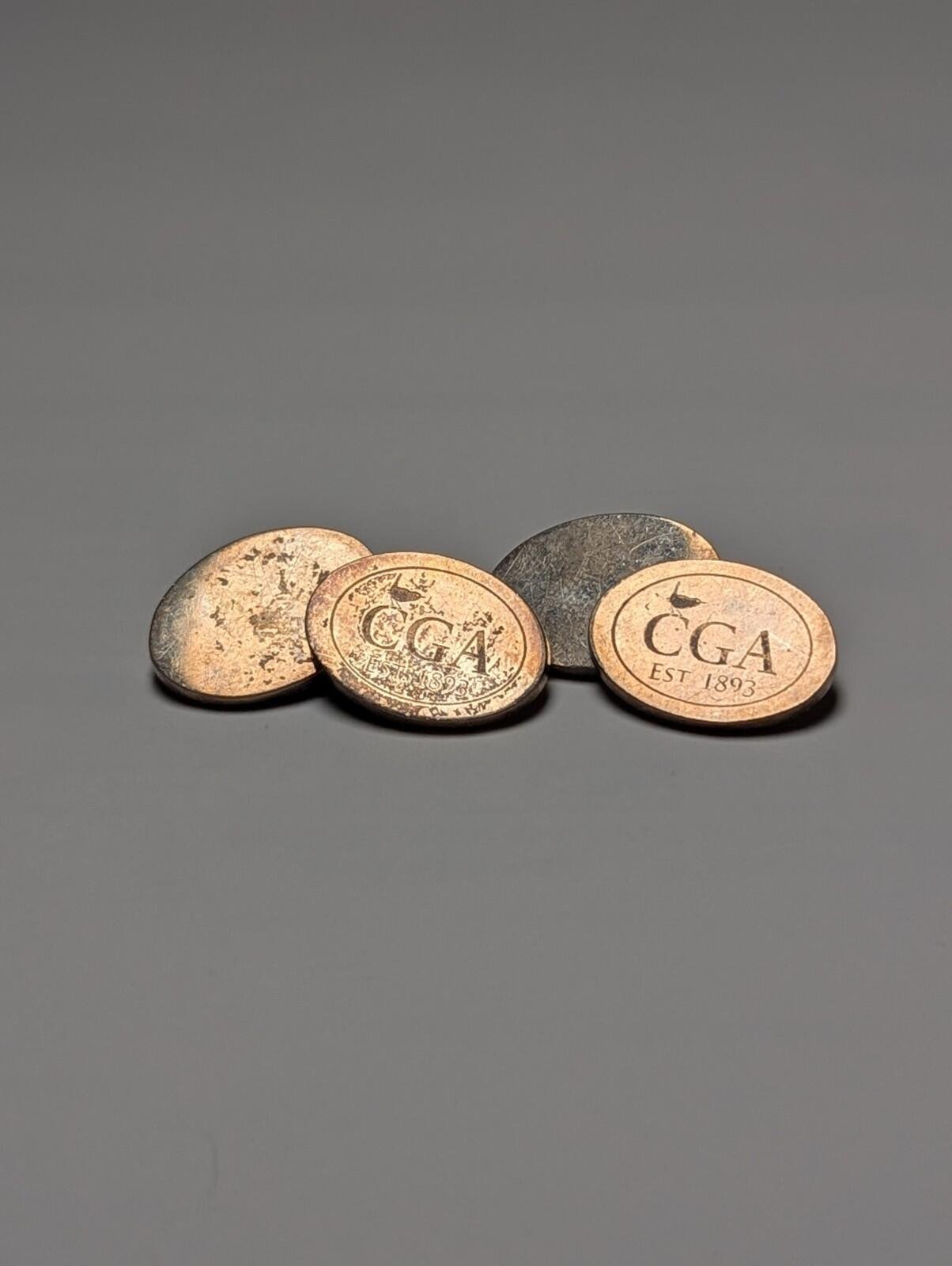 Vintage Sterling Silver Oval CGA EST 1893 Mens Cufflinks | 925 Silver - Image 2