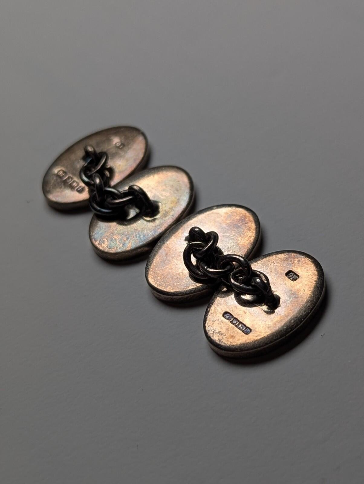 Vintage Sterling Silver Oval CGA EST 1893 Mens Cufflinks | 925 Silver - Image 5
