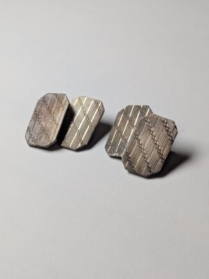 Vintage Sterling Silver Rectangle Simple Design Mens Cufflinks | 925 Silver