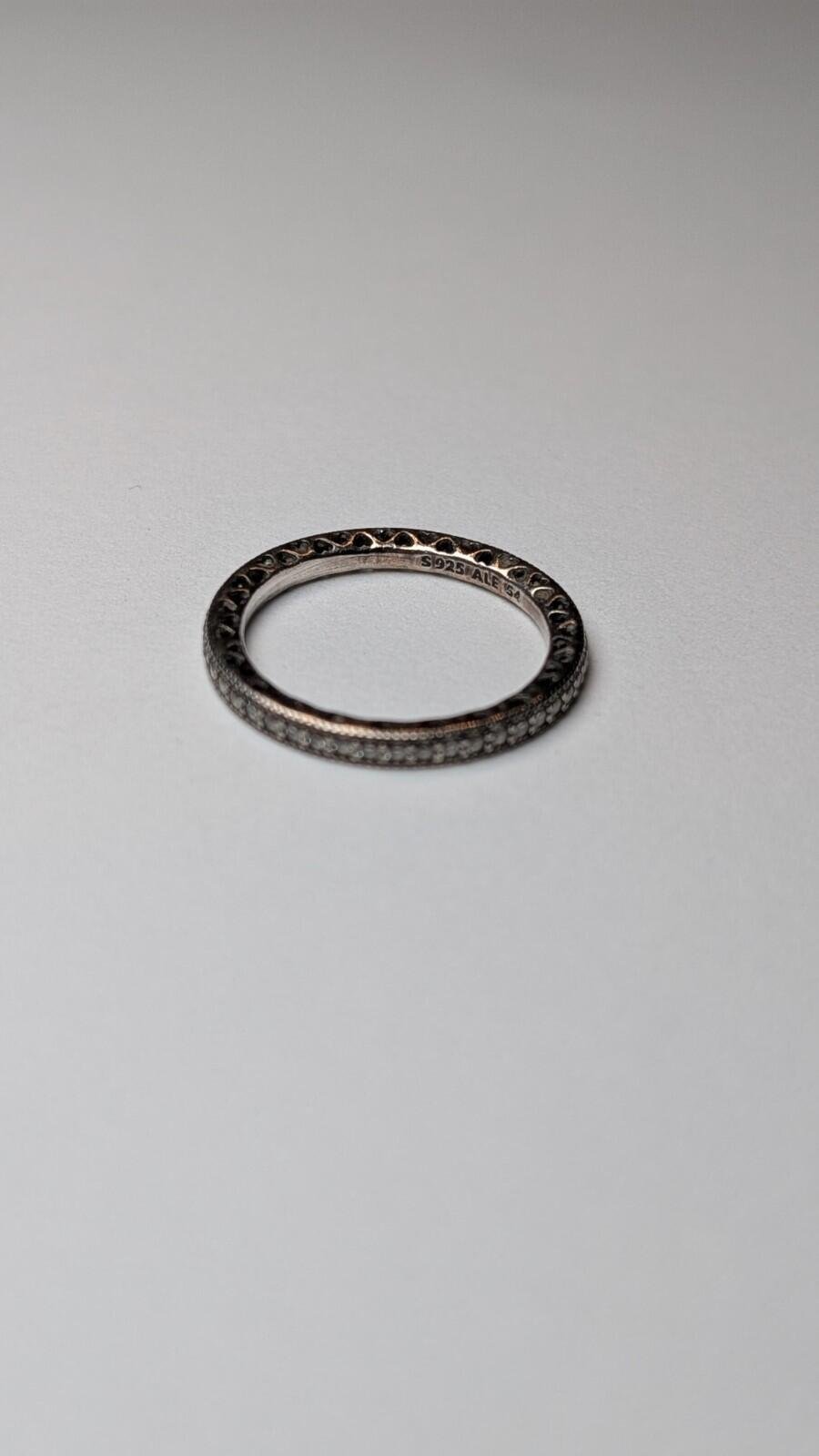 Genuine Pandora Sterling Silver Sparkle & Hearts Ring | Size N 1/2 | S925 Silver - Image 3