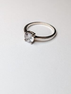 Genuine Pandora Sterling Silver Clear Gemstone Ring | Size N 1/2