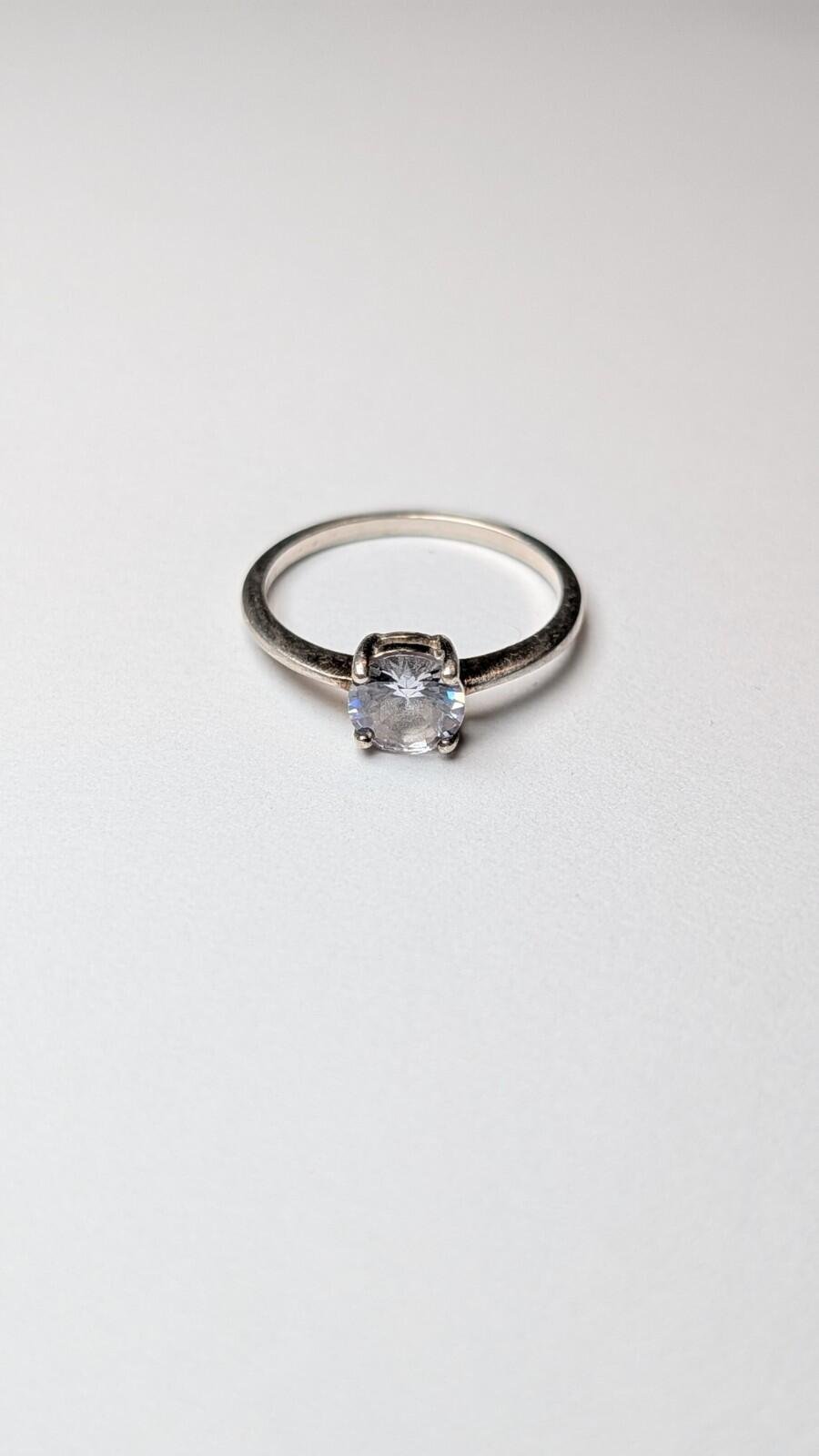 Genuine Pandora Sterling Silver Clear Gemstone Ring | Size N 1/2 - Image 2